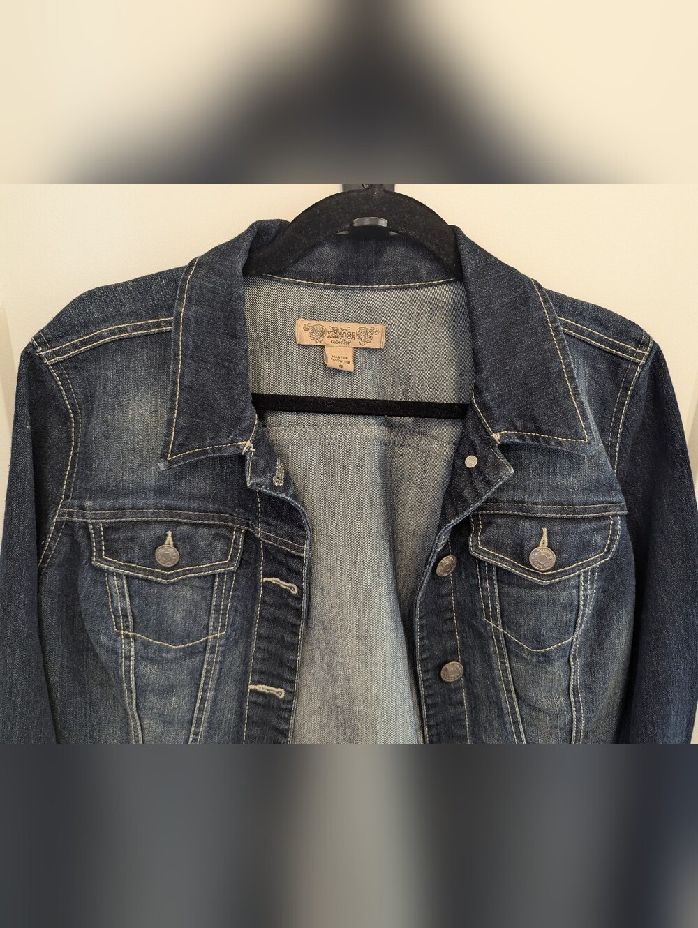 Nine West Vintage America Collection Dark Wash Stretch Denim Jacket - Picture 3 of 8